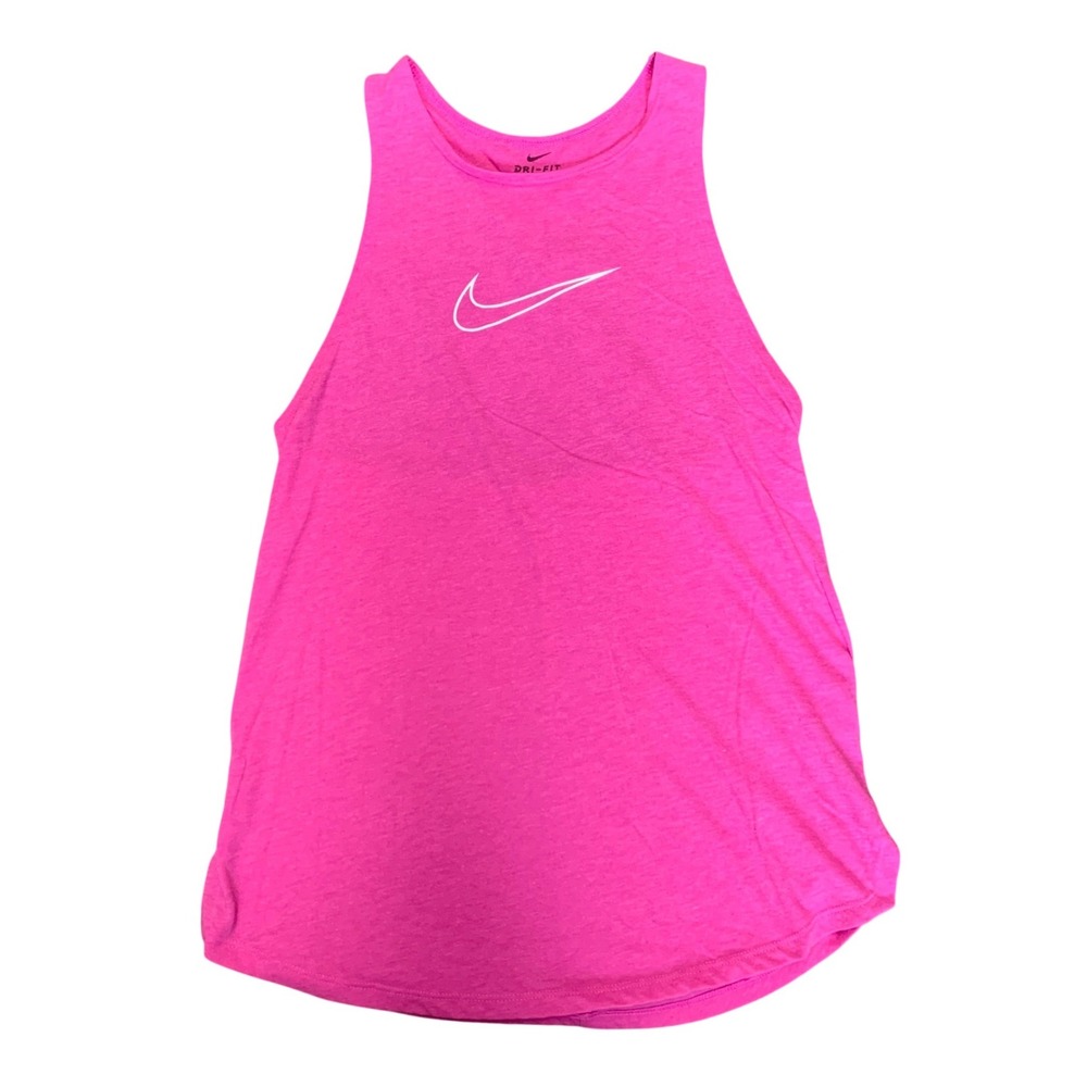 Nike Dri-FIT Pink Training Tank Top Open Back Checkered Straps AR6477-623 Small